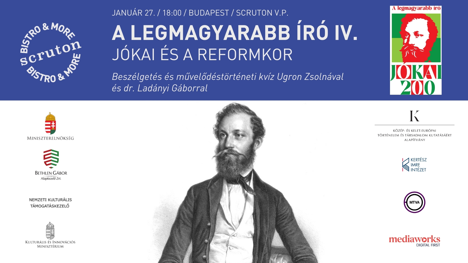 A legmagyarabb író: Jókai és a reformkor - Beszélgetés és művelődéstörténeti kvíz